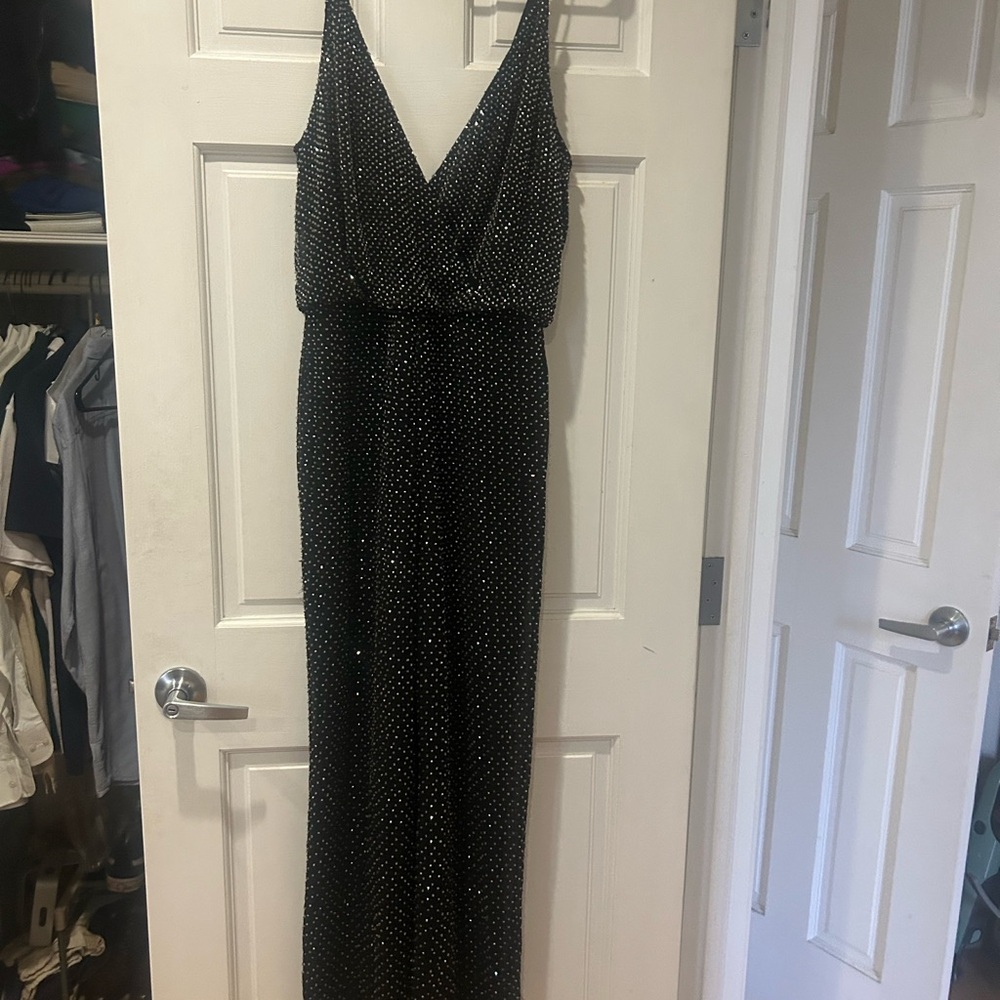 French Connection Black Maxi Dress with Silver Accents